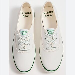 Staud x Keds Women’s Champion Canvas Sneakers White Green Tennis Shoes 11